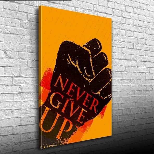 Vexor Never Give Up Siyah Turuncu Tonlarda Afiş Kanvas Tablo 50 x 70 ürün görseli 1