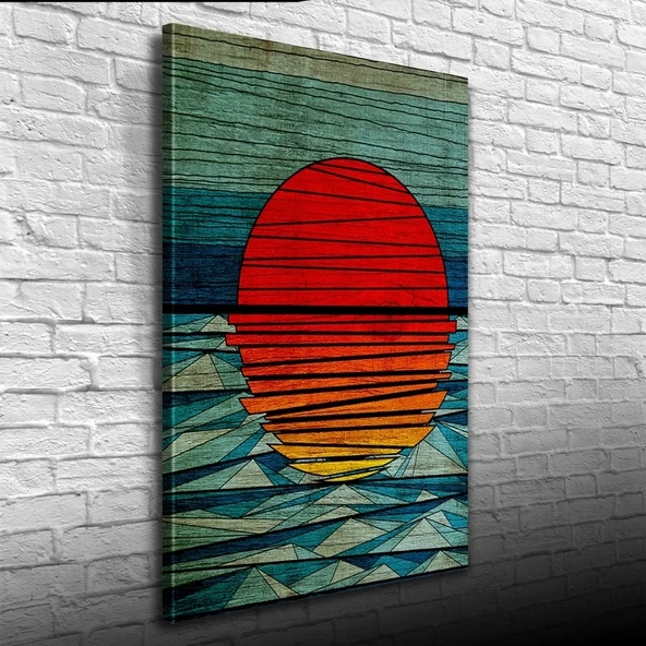 Vexor Mavi Kırmızı Soyut Günbatımı Kanvas Tablo 50 x 70 ürün görseli 1
