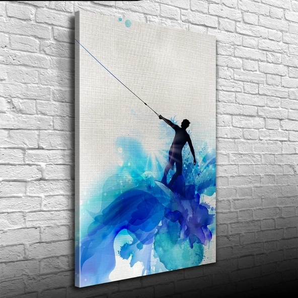Vexor Kitesurf Yapan Sporcu Suluboya Kanvas Tablo 50 x 70 ürün görseli 1