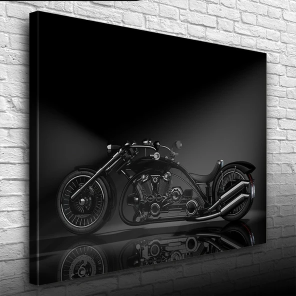 Vexor Siyah Futuristik Chopper Motosiklet Kanvas Tablo 50 x 70 ürün görseli 1