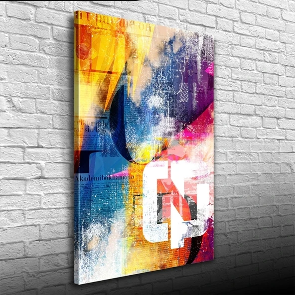 Vexor Turuncu Mavi ve Kırmızı Tonlarda Poster Kanvas Tablo 50 x70 ürün görseli 1