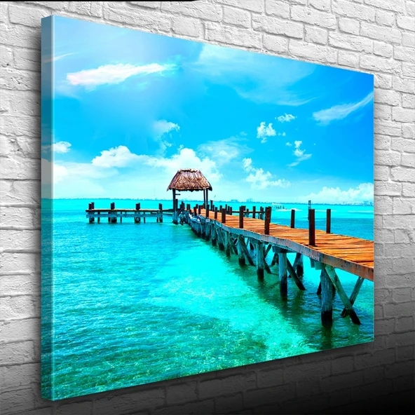 Vexor İskele ve Turkuaz Deniz Kanvas Tablo 50 x 70 ürün görseli 1