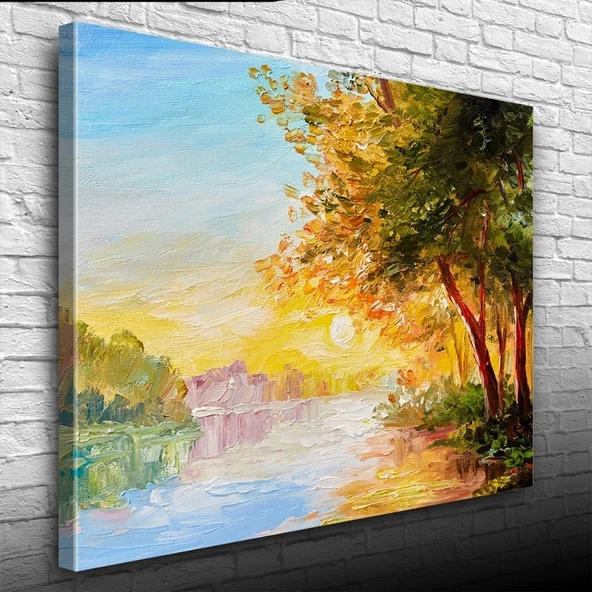 Vexor Nehirde Gün Doğumu Yağlıboya Kanvas Tablo 50 x 70 ürün görseli 1