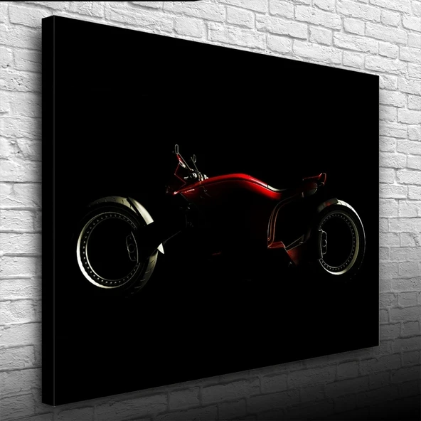 Vexor Siyah Fonda Kırmızı Futuristik Motosiklet Kanvas Tablo 50 x 70 ürün görseli 1