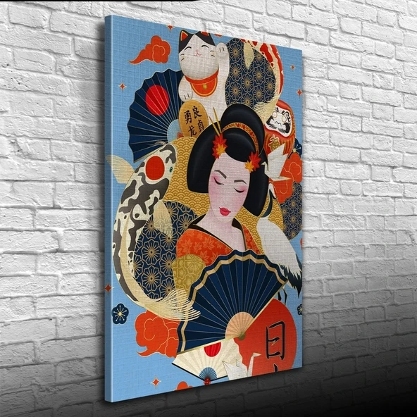 Vexor Geleneksel Kıyafetli Japon Kadın Kanvas Tablo 50 x 70 ürün görseli 1