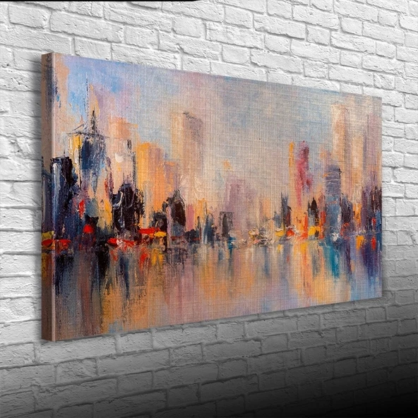 Vexor Suya aksetmiş Şehir Silueti Kanvas Tablo 60 x 120 ürün görseli 1