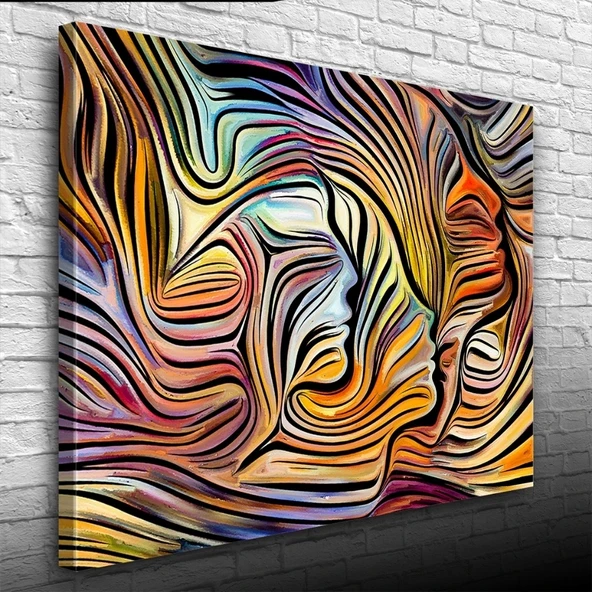Vexor Soyut , Turuncu ve Mavi Tonlar Face Kanvas Tablo 50 x 70 ürün görseli 1