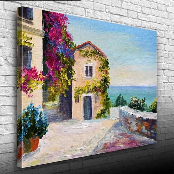 Vexor Sahildeki Sarmaşıklı Ev Yağlıboya Kanvas Tablo 50 x 70 ürün görseli 1
