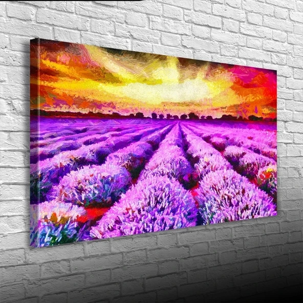Vexor Lavanta Tarlası ve Günbatımı Kanvas Tablo 50 x 70 ürün görseli 1