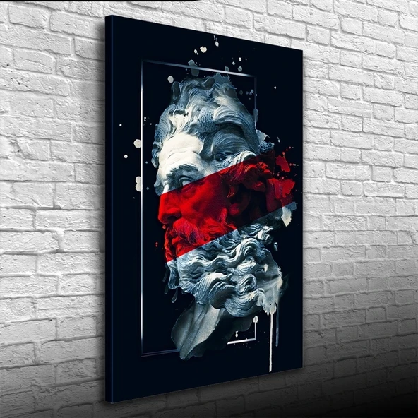 Vexor Soyut Siyah, Kırmızı ve Gri Tonlarda Heykel Figürü Kanvas Tablo 50 x 70 ürün görseli 1