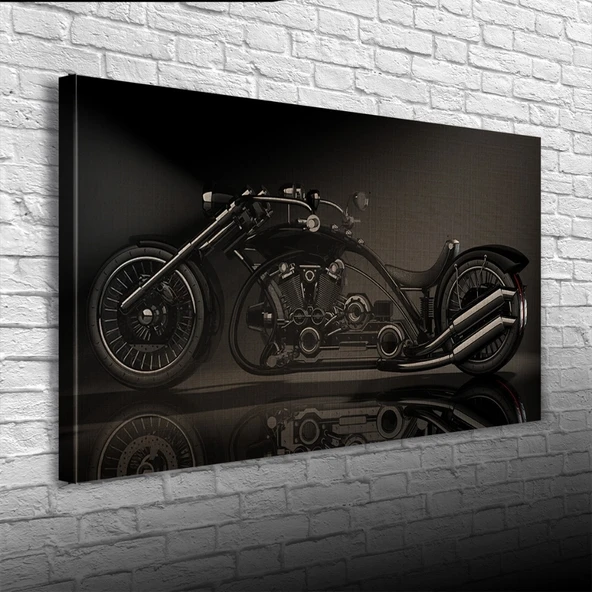Vexor Futuristik Siyah Chopper Motosiklet Kanvas Tablo 60 x 120 ürün görseli 1
