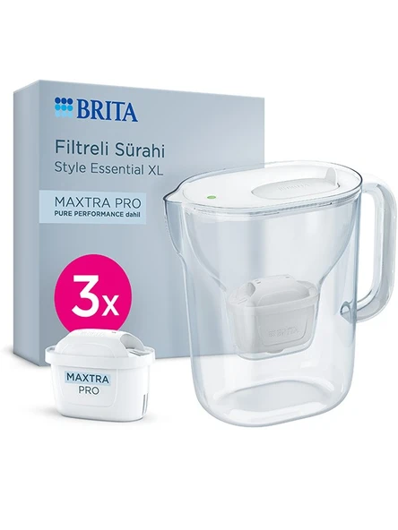 BRITA Style Essential XL 3 x MAXTRA PRO Pure Performance Filtreli Su Arıtma Sürahisi – Beyaz (3,6L) ürün görseli 1