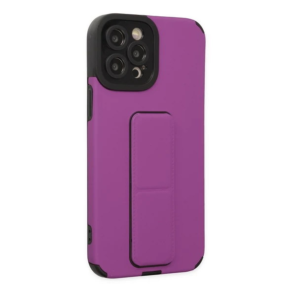 Apple İphone 12 Pro Max Kılıf Mega Standlı Silikon - Mor - Resim 2