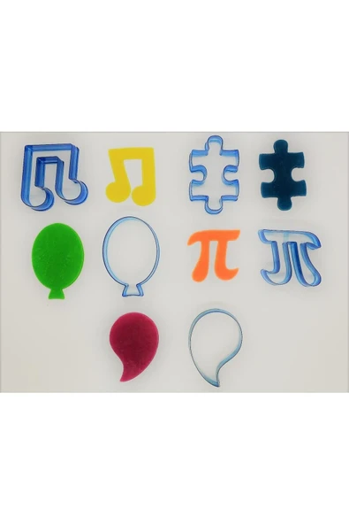 GİT3D 5'li Polikarbon Kopat Kurabiye Kalıbı Set - Nota,puzzle,balon,pi Sayısı,damla ürün görseli 1