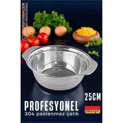 Alman Tip Kevgir - 304 Paslanmaz Çelik Profesyonel Süzgeç 25 Cm 721833 ürün görseli 1