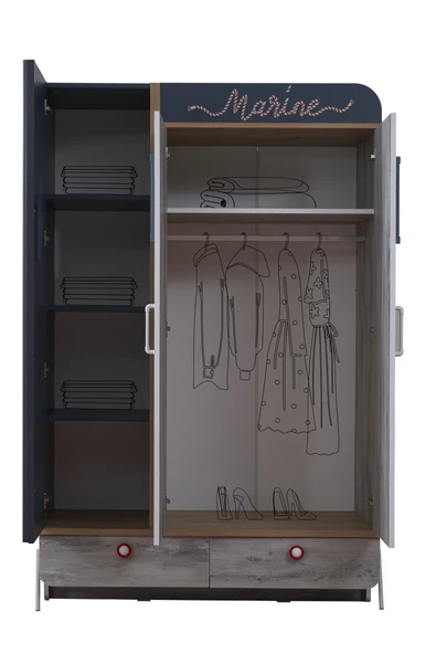 Alpino Marina 3 Kapaklı Gardrop (Acapulco) - 132 X 54 X 200 ürün görseli 1