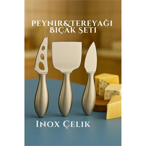Inox Peynir Bıçağı Seti - Tereyağı Bıçağı Kahvaltı Seti Profesyonel Tasarım 304 Paslanmaz Çelik 722041 ürün görseli 1