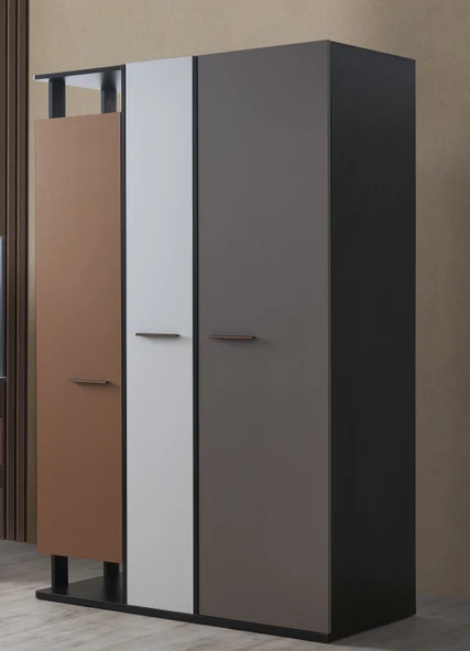 Alpino Hardal 3 Kapaklı Gardrop (Metalik Taba) - 130 X 60 X 199 ürün görseli 1