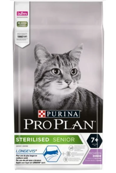 Pro Plan +7 Yaş Için Hindili Kısırlaştırılmış Yaşlı Kedi Maması 3 Kg ürün görseli 1