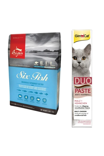 Orijen Sıx Fısh Yetişkin Ve Yavru Kedi Maması 1,8 Kg + Gimcat Duo Paste Tavuklu Anti-hairball Malt 50gr ürün görseli 1