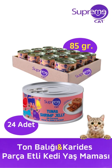 Supreme Cat Ton Balığı & Karides Parça Etli Konserve Kedi Yaş Maması 85 gr ürün görseli 1