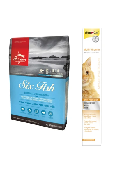 Orijen Sıx Fısh Yetişkin Ve Yavru Kedi Maması 1,8 kg Gimcat Multi Vitamin Paste Kedi Macunu 100gr ürün görseli 1