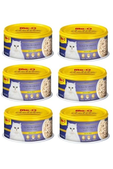 Me-o Delite Me-o Ton Balıklı Soslu Tahılsız Kedi Konserve Maması 80 G X 6 Adet ürün görseli 1