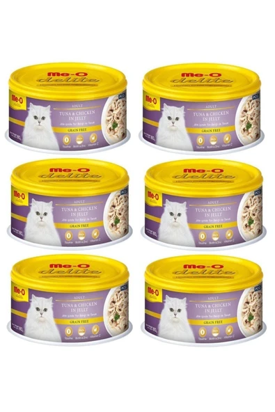 Me-o Delite Me-o Jöleli Ton Balıklı Tavuklu Yetişkin Kedi Konservesi 80g X 6 ürün görseli 1