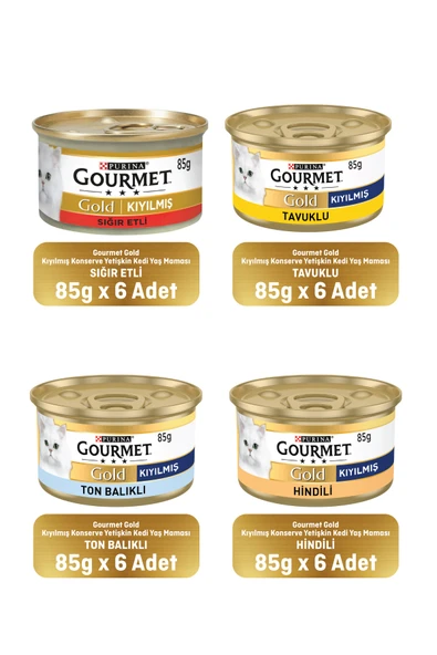 Gourmet Karışık Kıyılmış Konserve Yetişkin Kedi Yaş Maması 24 X 85 gr ürün görseli 1