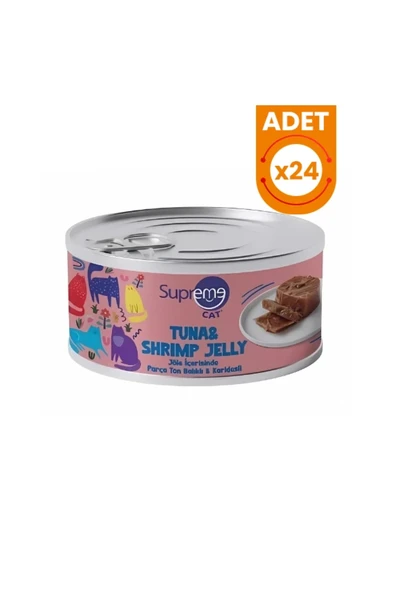 Supreme Cat Cat Jöle İçerisinde Ton Balıklı ve Karidesli Yetişkin Kedi Konservesi 24 Adet 85 Gr ürün görseli 1