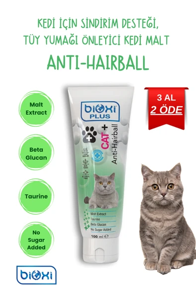 Bioxi Doğal Içerikli Kedi Maltı, Kedi Için Sindirim Desteği, Tüy Yumağı Önleyici Kedi Malt 100ml ürün görseli 1