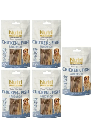 Nutri Feline Nutri Canın Chicken Fish 5 Adet Tavuk Balık Köpek Ödülü 80 Gr ürün görseli 1