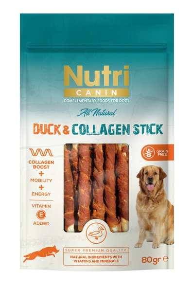 Nutri Canin Ördek Eti Sargılı Kolajen Çubuk Tahılsız Köpek Et Ödülü 80 Gr. ürün görseli 1
