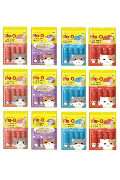 me-o Creamy Treats 4 Çeşit Karma Kedi Sıvı Ödülü 12 Li Paket ürün görseli 1