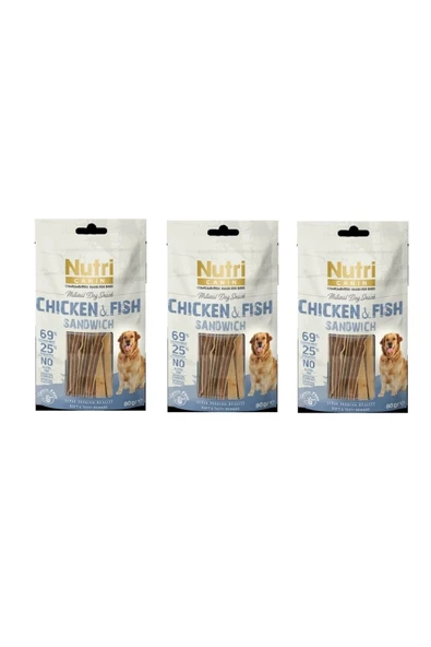 Nutri Feline Nutri Canın Chicken Fish 3 Adet Tavuk Balık Köpek Ödülü 80 Gr ürün görseli 1