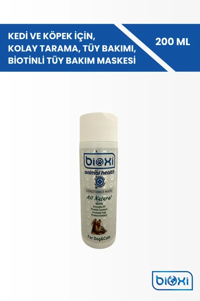Bioxi Kedi ve Köpek İçin, Kolay Tarama, Tüy Bakımı, Biotinli Tüy Bakım Maskesi 200 ml ürün görseli 1
