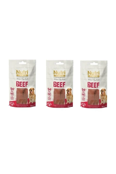 Nutri Feline Nutri Canin Beef Snack Tahılsız Sığır Etli Köpek Ödülü 80gr 3 Adet ürün görseli 1