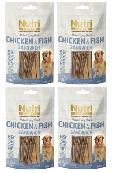 Nutri Feline Nutri Canın Chicken Fish 4 Adet Tavuk Balık Köpek Ödülü 80 Gr ürün görseli 1