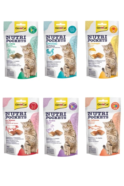 Gimcat Nutripockets 60gr Kedi Ödülü 6'lı Seti (6 Paket 360 Gr) ürün görseli 1