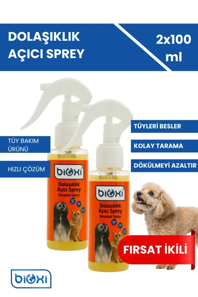 Bioxi Kedi Ürünleri Kıtık/dolaşık Açıcı Sprey 100ml (2'Lİ SET) | Pratik Tüy Bakımı ürün görseli 1