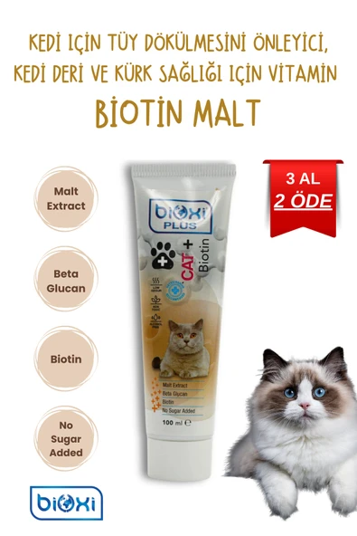 Bioxi Kedi Için Tüy Dökülmesini Önleyici, Kedi Deri Ve Kürk Sağlığı Için Vitamin Desteği, Biotin 100 ml ürün görseli 1