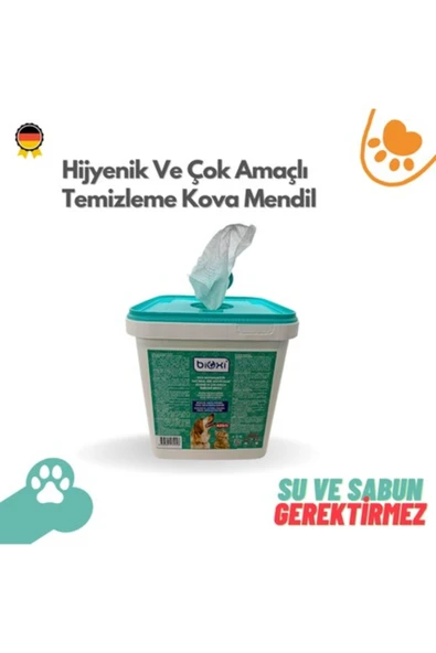 Orqinel Bioxi® Evcil Hayvanlar Için Tüy ve Pati Hijyenik ve Çok Amaçlı Temizleme Kova Mendil ürün görseli 1