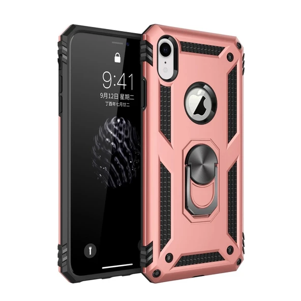 Apple İphone Xr Kılıf Sofya Yüzüklü Silikon Kapak - Rose ürün görseli 1