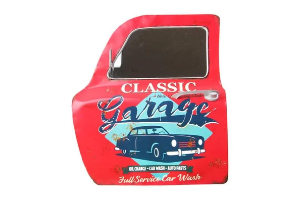 Norino Dekoratif Classic Garage Temalı Kırmızı Araba Kapısı Ayna ürün görseli 1