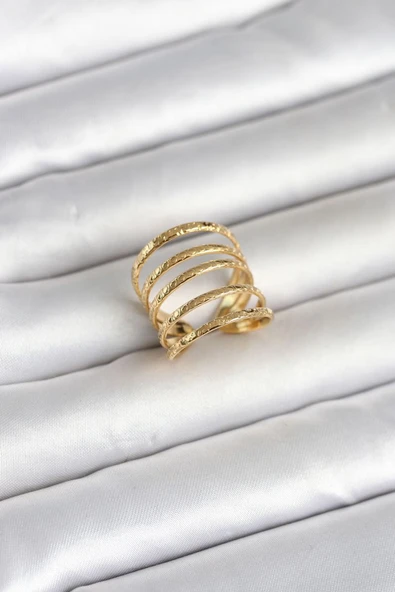 316L Çelik Gold Renk Sıralı Model Kadın Yüzük - TJ-BYK4183 ürün görseli 1