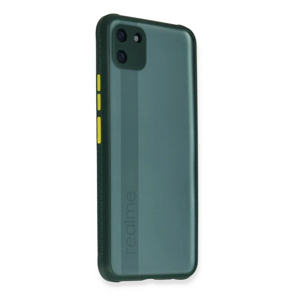 Realme C11 Kılıf Miami Şeffaf Silikon - Koyu Yeşil ürün görseli 1