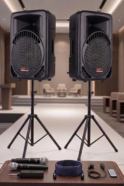 Lastvoice AMPLE-12PAK Taşınabilir 1600W 12 inç İkili Aktif Pasif Hoparlör Ses Sistemi Paketi ürün görseli 1