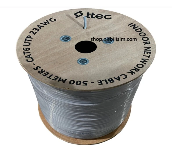 Ttec KBL-CAT6-23CCA/IN500G 500 Metre İç Mekan Cat6 Kablo PVC İç Ortam Cat6 Kablo 500 Metre Gri ürün görseli 1