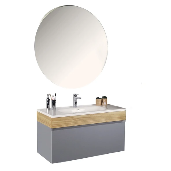 Kobos Harmony 100 cm Banyo Dolabı Seti Light Grey + Meguro ürün görseli 1