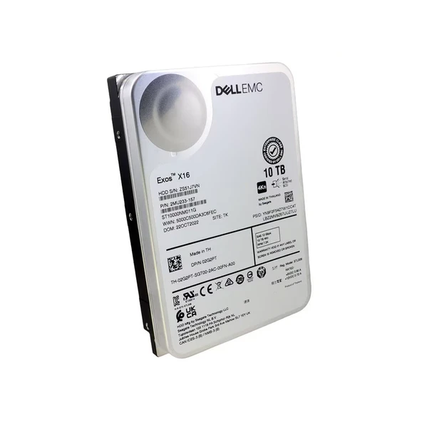 DELL EMC Exos X16 10TB 7.2K 12G 4Kn NL SAS 3.5'' Server Sunucu Harddisk ST10000NM011G 2MU233-157 02G2PT ürün görseli 1